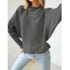imageZESICA Womens Fall 2025 Turtleneck Batwing Long Sleeve Ribbed Knit Casual Soft Pullover Sweater Jumper TopDarkgrey