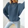 imageZESICA Womens Fall 2025 Turtleneck Batwing Long Sleeve Ribbed Knit Casual Soft Pullover Sweater Jumper TopDustyblue