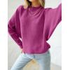 imageZESICA Womens Fall 2025 Turtleneck Batwing Long Sleeve Ribbed Knit Casual Soft Pullover Sweater Jumper TopEggplant