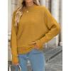 imageZESICA Womens Fall 2025 Turtleneck Batwing Long Sleeve Ribbed Knit Casual Soft Pullover Sweater Jumper TopMustard