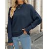 imageZESICA Womens Fall 2025 Turtleneck Batwing Long Sleeve Ribbed Knit Casual Soft Pullover Sweater Jumper TopNavy
