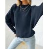 imageZESICA Womens Fall 2025 Turtleneck Batwing Long Sleeve Ribbed Knit Casual Soft Pullover Sweater Jumper TopNavy