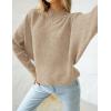 imageZESICA Womens Fall 2025 Turtleneck Batwing Long Sleeve Ribbed Knit Casual Soft Pullover Sweater Jumper TopOatmeal