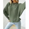 imageZESICA Womens Fall 2025 Turtleneck Batwing Long Sleeve Ribbed Knit Casual Soft Pullover Sweater Jumper TopOlive