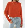 imageZESICA Womens Fall 2025 Turtleneck Batwing Long Sleeve Ribbed Knit Casual Soft Pullover Sweater Jumper TopOrange
