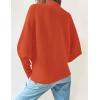 imageZESICA Womens Fall 2025 Turtleneck Batwing Long Sleeve Ribbed Knit Casual Soft Pullover Sweater Jumper TopOrange