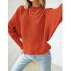 imageZESICA Womens Fall 2025 Turtleneck Batwing Long Sleeve Ribbed Knit Casual Soft Pullover Sweater Jumper TopOrange