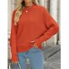 imageZESICA Womens Fall 2025 Turtleneck Batwing Long Sleeve Ribbed Knit Casual Soft Pullover Sweater Jumper TopOrange