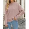 imageZESICA Womens Fall 2025 Turtleneck Batwing Long Sleeve Ribbed Knit Casual Soft Pullover Sweater Jumper TopPink