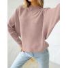 imageZESICA Womens Fall 2025 Turtleneck Batwing Long Sleeve Ribbed Knit Casual Soft Pullover Sweater Jumper TopPink