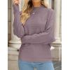 imageZESICA Womens Fall 2025 Turtleneck Batwing Long Sleeve Ribbed Knit Casual Soft Pullover Sweater Jumper TopPurple