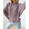 imageZESICA Womens Fall 2025 Turtleneck Batwing Long Sleeve Ribbed Knit Casual Soft Pullover Sweater Jumper TopPurple