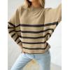 imageZESICA Womens Fall 2025 Turtleneck Batwing Long Sleeve Ribbed Knit Casual Soft Pullover Sweater Jumper TopTan