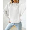 imageZESICA Womens Fall 2025 Turtleneck Batwing Long Sleeve Ribbed Knit Casual Soft Pullover Sweater Jumper TopWhite
