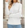 imageZESICA Womens Fall 2025 Turtleneck Batwing Long Sleeve Ribbed Knit Casual Soft Pullover Sweater Jumper TopWhite
