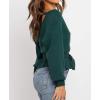 imageZESICA Womens Fall 2025 Wrap V Neck Long Batwing Sleeve Belted Waist Ruffle Knitted Sweater Pullover TopGreen