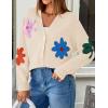 imageZESICA Womens Fall Floral Cardigan Sweaters 2025 Casual Long Sleeve Open Front Button Down V Neck Knit SweaterApricot
