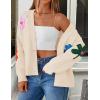imageZESICA Womens Fall Floral Cardigan Sweaters 2025 Casual Long Sleeve Open Front Button Down V Neck Knit SweaterApricot