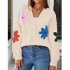 imageZESICA Womens Fall Floral Cardigan Sweaters 2025 Casual Long Sleeve Open Front Button Down V Neck Knit SweaterApricot