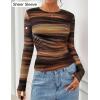 imageZESICA Womens Floral Mesh Going Out Tops Fall Long Sleeve Crewneck Slim Fit Ruched Y2k Shirts Beach Vacation OutfitsBrown
