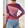 imageZESICA Womens Floral Mesh Going Out Tops Fall Long Sleeve Crewneck Slim Fit Ruched Y2k Shirts Beach Vacation OutfitsMulticolour