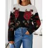 imageZESICA Womens Floral Oversized Sweaters 2025 Fall Crewneck Long Sleeve Casual Chunky Knit Pullover Sweater TopsBlack