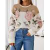 imageZESICA Womens Floral Oversized Sweaters 2025 Fall Crewneck Long Sleeve Casual Chunky Knit Pullover Sweater TopsKhaki