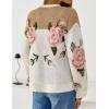 imageZESICA Womens Floral Oversized Sweaters 2025 Fall Crewneck Long Sleeve Casual Chunky Knit Pullover Sweater TopsKhaki