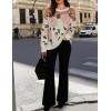imageZESICA Womens Floral Oversized Sweaters 2025 Fall Crewneck Long Sleeve Casual Chunky Knit Pullover Sweater TopsPink