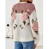 imageZESICA Womens Floral Oversized Sweaters 2025 Fall Crewneck Long Sleeve Casual Chunky Knit Pullover Sweater TopsPink