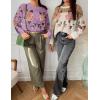 imageZESICA Womens Floral Oversized Sweaters 2025 Fall Crewneck Long Sleeve Casual Chunky Knit Pullover Sweater TopsPurple