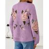 imageZESICA Womens Floral Oversized Sweaters 2025 Fall Crewneck Long Sleeve Casual Chunky Knit Pullover Sweater TopsPurple