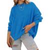 imageZESICA Womens Fall 2025 Casual Long Sleeve Crew Neck Side Slit Oversized Ribbed Knit Pullover Sweater TopsBrightblue