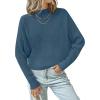 imageZESICA Womens Fall 2025 Turtleneck Batwing Long Sleeve Ribbed Knit Casual Soft Pullover Sweater Jumper TopDustyblue