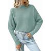 imageZESICA Womens Fall 2025 Turtleneck Batwing Long Sleeve Ribbed Knit Casual Soft Pullover Sweater Jumper TopLake