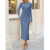 imageZESICA Womens 2025 Fall Long Sleeve Mock Neck Bodycon Midi Dress Ruched Knit Elegant Party Cocktail Formal DressesDustyblue