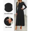 imageZESICA Womens Elegant Long Sleeve Maxi Dress 2025 Fall Crewneck Knit High Wasit Pleated Flowy A Line Casual Party DressesBlack