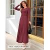 imageZESICA Womens Elegant Long Sleeve Maxi Dress 2025 Fall Crewneck Knit High Wasit Pleated Flowy A Line Casual Party DressesFuchsia