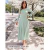 imageZESICA Womens Elegant Long Sleeve Maxi Dress 2025 Fall Crewneck Knit High Wasit Pleated Flowy A Line Casual Party DressesGreen