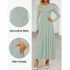 imageZESICA Womens Elegant Long Sleeve Maxi Dress 2025 Fall Crewneck Knit High Wasit Pleated Flowy A Line Casual Party DressesGreen