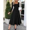 imageZESICA Fall Dresses for Women 2025 Elegant Classy Square Neck Long Sleeve Flowy Wedding Guest Party Midi DressBlack