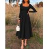 imageZESICA Fall Dresses for Women 2025 Elegant Classy Square Neck Long Sleeve Flowy Wedding Guest Party Midi DressBlack