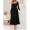 imageZESICA Fall Dresses for Women 2025 Elegant Classy Square Neck Long Sleeve Flowy Wedding Guest Party Midi DressBlack