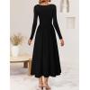 imageZESICA Fall Dresses for Women 2025 Elegant Classy Square Neck Long Sleeve Flowy Wedding Guest Party Midi DressBlack