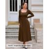 imageZESICA Fall Dresses for Women 2025 Elegant Classy Square Neck Long Sleeve Flowy Wedding Guest Party Midi DressBrown