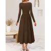 imageZESICA Fall Dresses for Women 2025 Elegant Classy Square Neck Long Sleeve Flowy Wedding Guest Party Midi DressBrown