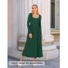 imageZESICA Fall Dresses for Women 2025 Elegant Classy Square Neck Long Sleeve Flowy Wedding Guest Party Midi DressDarkgreen