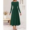 imageZESICA Fall Dresses for Women 2025 Elegant Classy Square Neck Long Sleeve Flowy Wedding Guest Party Midi DressDarkgreen