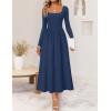 imageZESICA Fall Dresses for Women 2025 Elegant Classy Square Neck Long Sleeve Flowy Wedding Guest Party Midi DressNavy