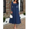 imageZESICA Fall Dresses for Women 2025 Elegant Classy Square Neck Long Sleeve Flowy Wedding Guest Party Midi DressNavy